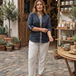 Blusa de Mezcla de Lino con Escote V y Botones - thumbnail 8