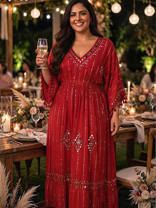 Vestido Largo de Lurex con Espejos y Detalles Brillantes