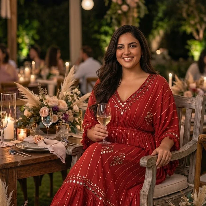 Vestido Largo de Lurex con Espejos y Detalles Brillantes 7