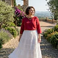 Falda Larga de Algodón Blanco con Encaje Calado - Miniatura 1