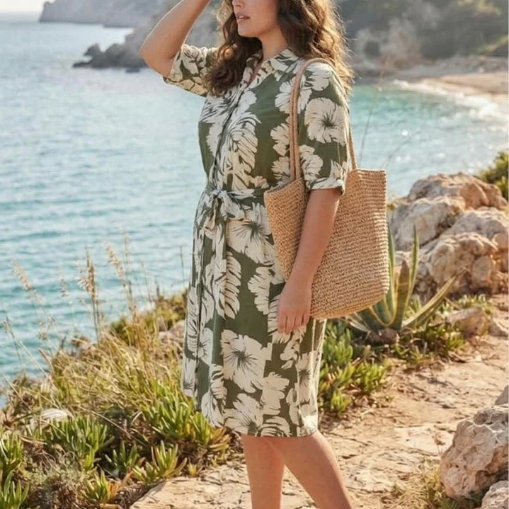 Vestido Corto Rayón Algodón Tropical 6