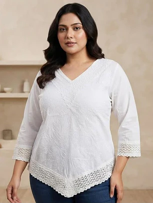 Blusa de Algodón Encaje Bohemio