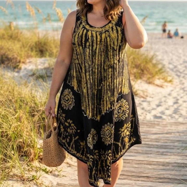 Vestido Corto de Algodón Batik Boho - Talla Única Verano 3