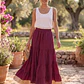 Falda Larga de Algodón Boho con Borde Dorado - Talla Única Verano - thumbnail 1