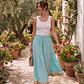 Falda Larga de Algodón Boho con Borde Dorado - Talla Única Verano - thumbnail 6