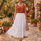 Falda Larga de Algodón Boho con Borde Dorado - Talla Única Verano - thumbnail 2