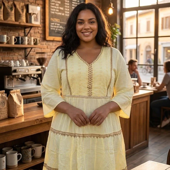 Vestido Midi de Algodón Boho con Bordado de Yute - Verano 7
