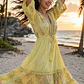 Vestido Largo Lúrex Boho con Brillo Dorado, Encaje y Yute - Verano - Miniatura 3