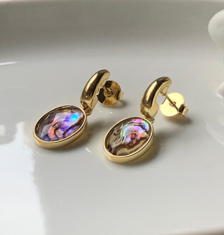 Aros bañado en oro con nácar de Abalón