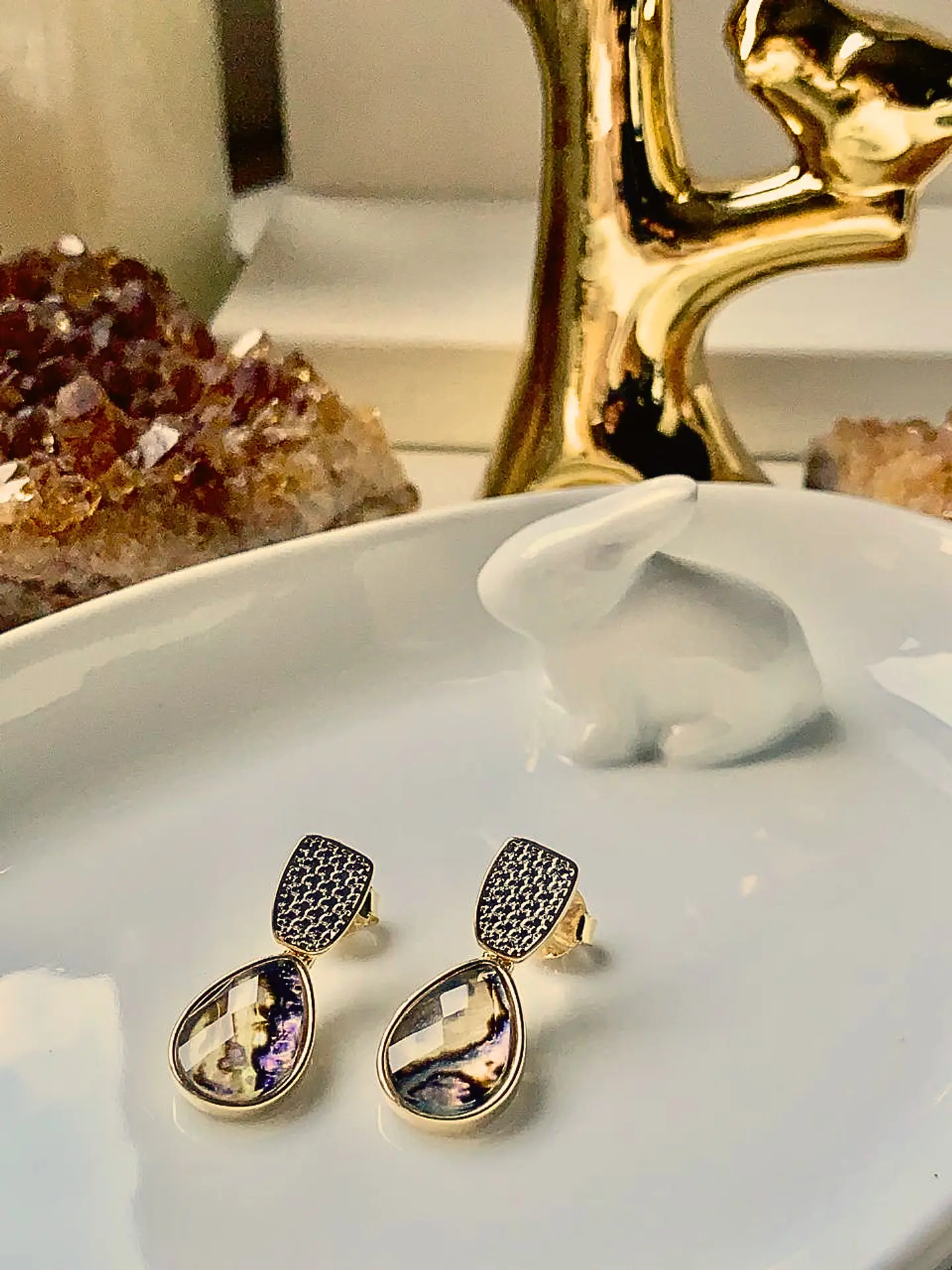 Conjunto de nácar de Abalón bañado en oro 18 K 2