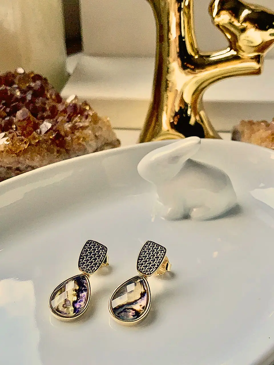 Conjunto de nácar de Abalón bañado en oro 18 K 2