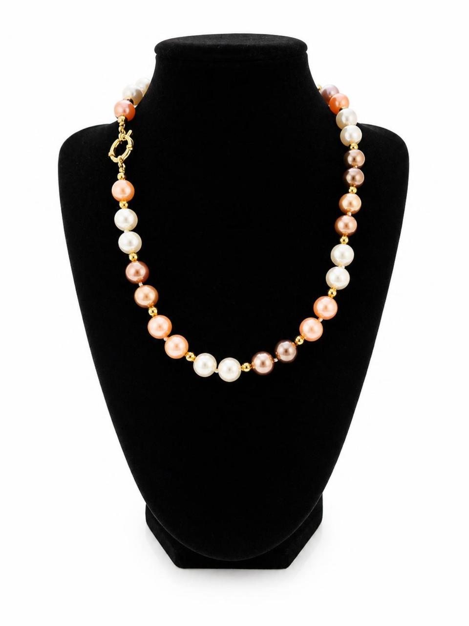 Collar perla de Mallorca color blanco y tonos ocres
