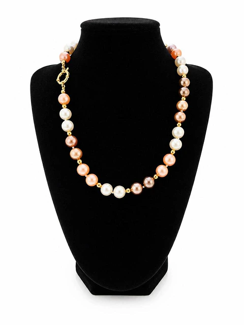 Collar perla de Mallorca color blanco y tonos ocres