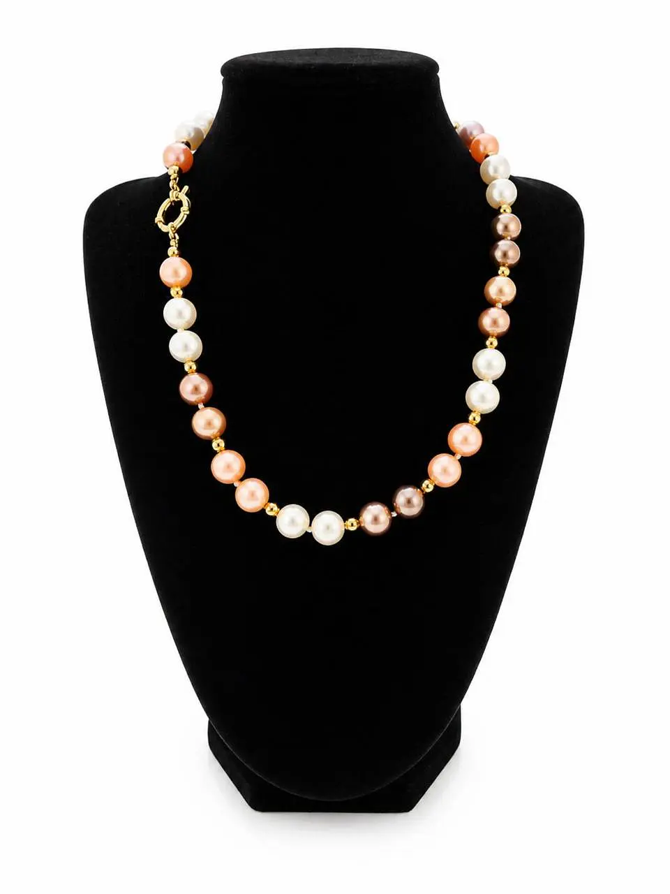 Collar perla de Mallorca color blanco y tonos ocres 1