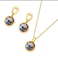 Conjunto baño de oro 18k con piedra cuarzo ahumado facetada . - Miniatura 2