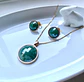 Conjunto baño de oro 18k con piedra cuarzo verde facetada y baño de rodio blanco. - Miniatura 1