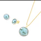 Conjunto baño de oro 18k con piedra cuarzo verde facetada y baño de rodio blanco. - Miniatura 2