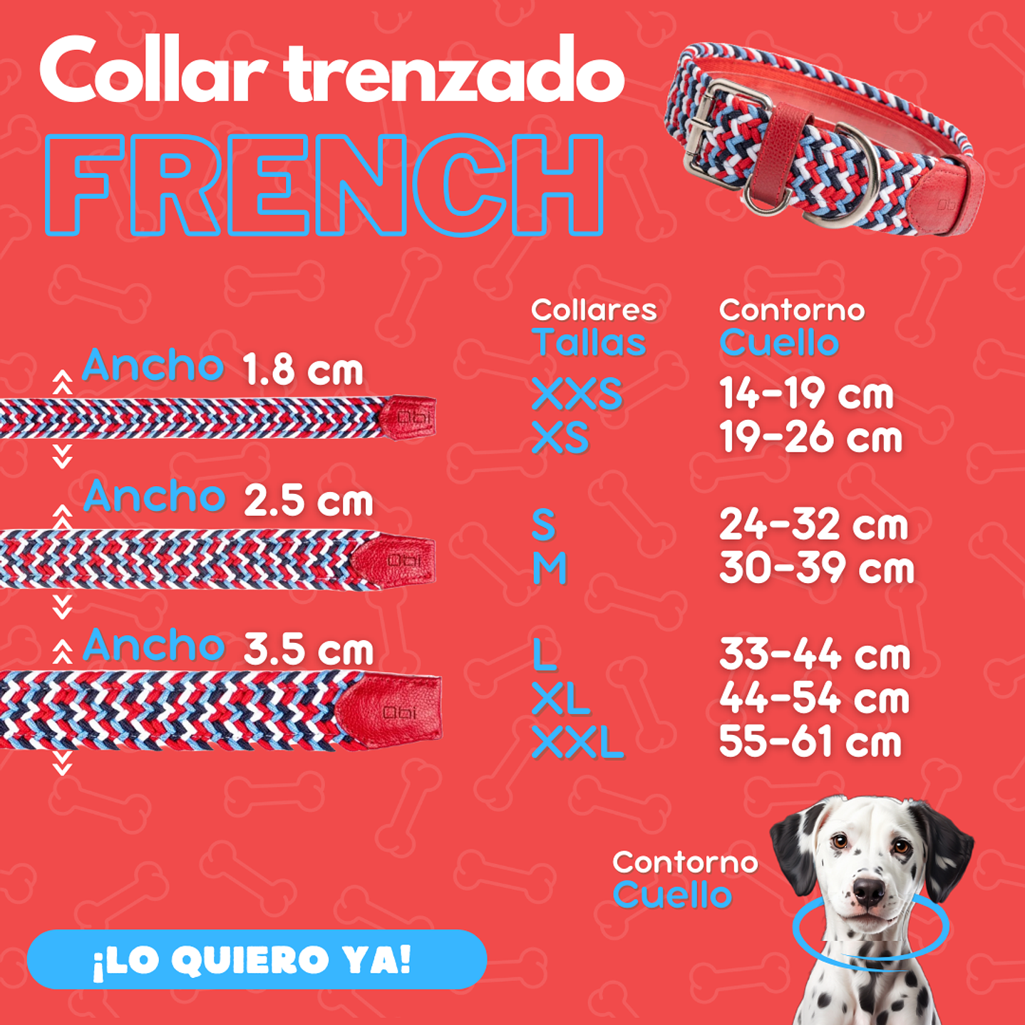 Collar perro trenzado French 5