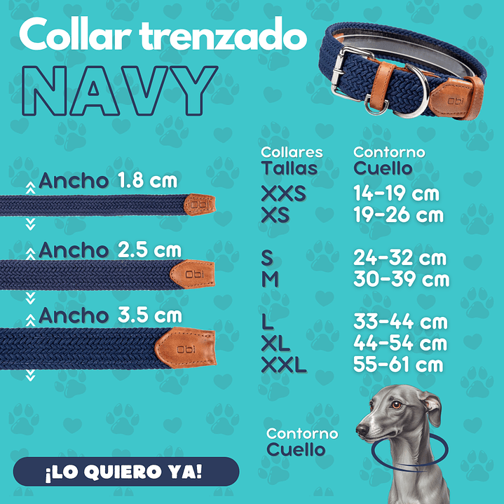 Collar perro trenzado Navy 5