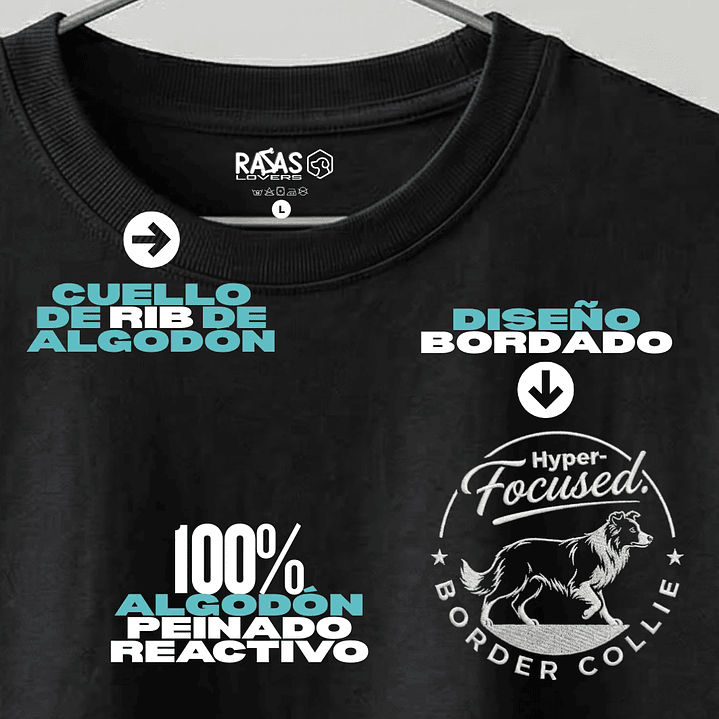 Camiseta Hombre Bordado Border Collie - Regular Fit 3