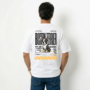 Camiseta Estampada Boston Terrier- Oversize