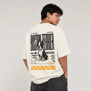 Camiseta Estampada Boston Terrier- Oversize