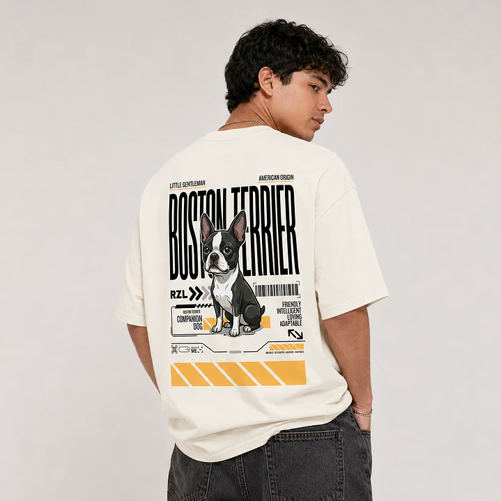 Camiseta Estampada Boston Terrier- Oversize 4