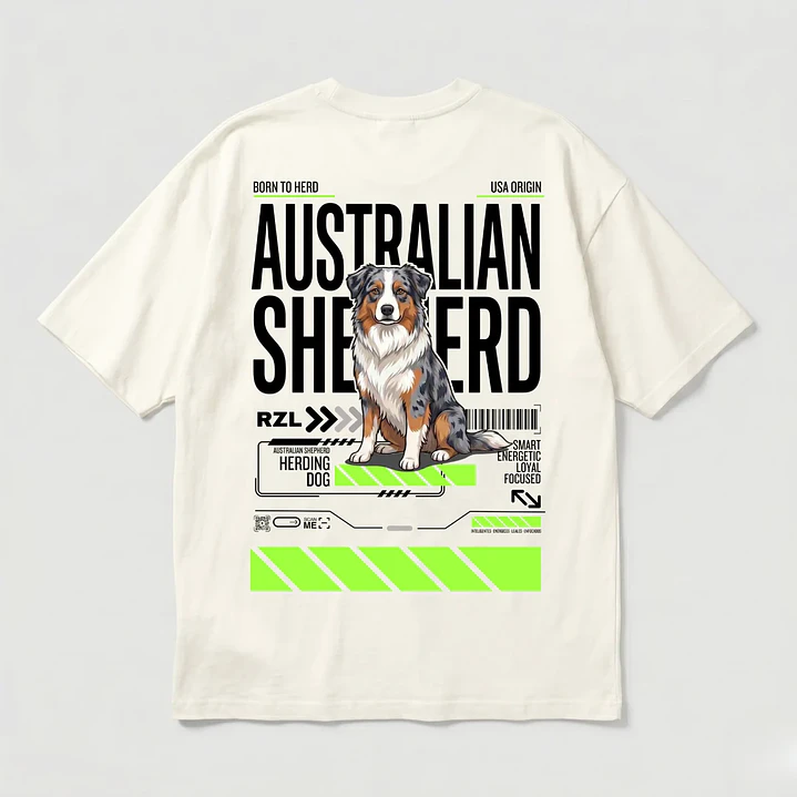 Camiseta Estampada Australian Shepherd - Oversize 1