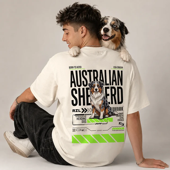 Camiseta Estampada Australian Shepherd - Oversize 1