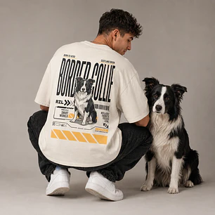 Camiseta Estampada Border Collie - Oversize