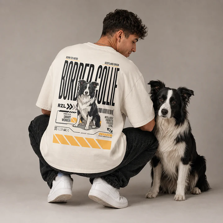 Camiseta Estampada Border Collie - Oversize 1