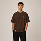 Camiseta básica marrón premium bordado - Oversize - Miniatura 3