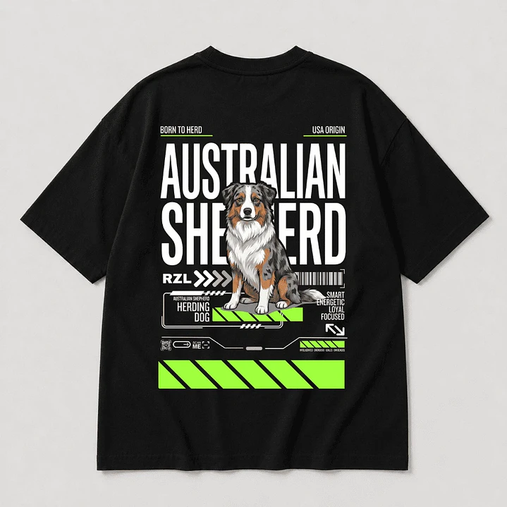 Camiseta Estampada Australian Shepherd - Oversize 5