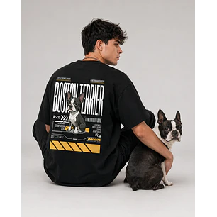 Camiseta Estampada Boston Terrier- Oversize