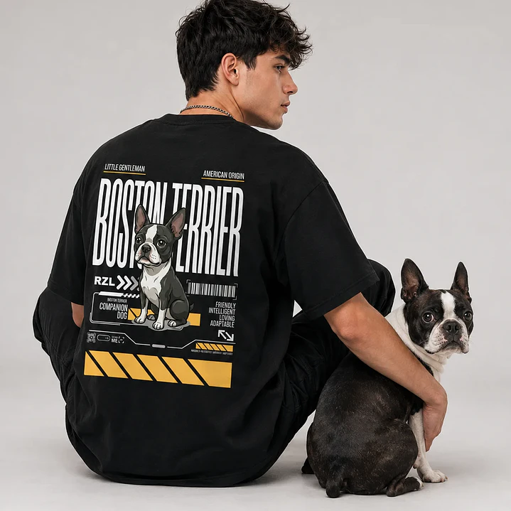Camiseta Estampada Boston Terrier- Oversize 1