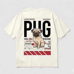 Camiseta Estampada Pug - Oversize