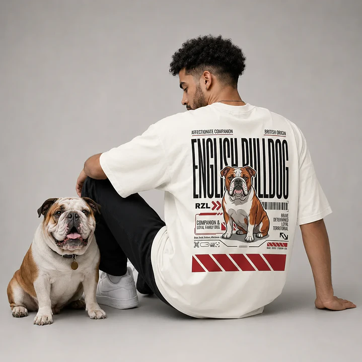 Camiseta Estampada Bulldog Inglés - Oversize 1