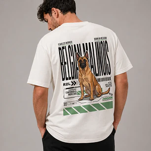 Camiseta Estampada Pastor Belga Malinois - Oversize