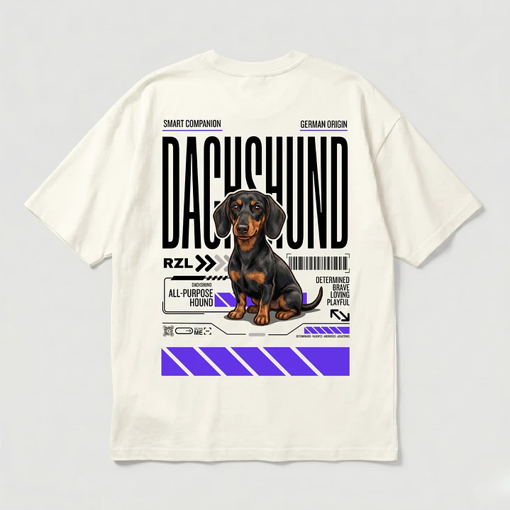 Camiseta Estampada Dachshund / Perro Salchicha - Oversize 3