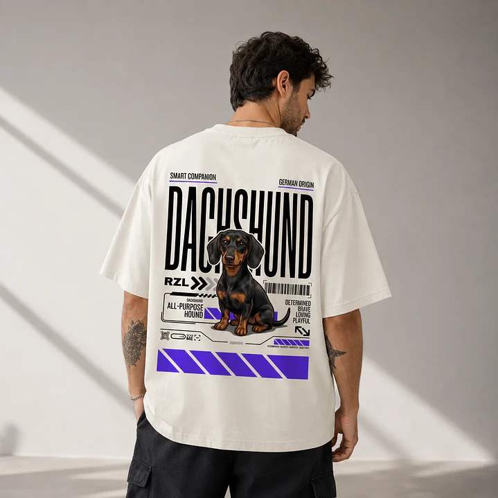 Camiseta Estampada Dachshund / Perro Salchicha - Oversize 1