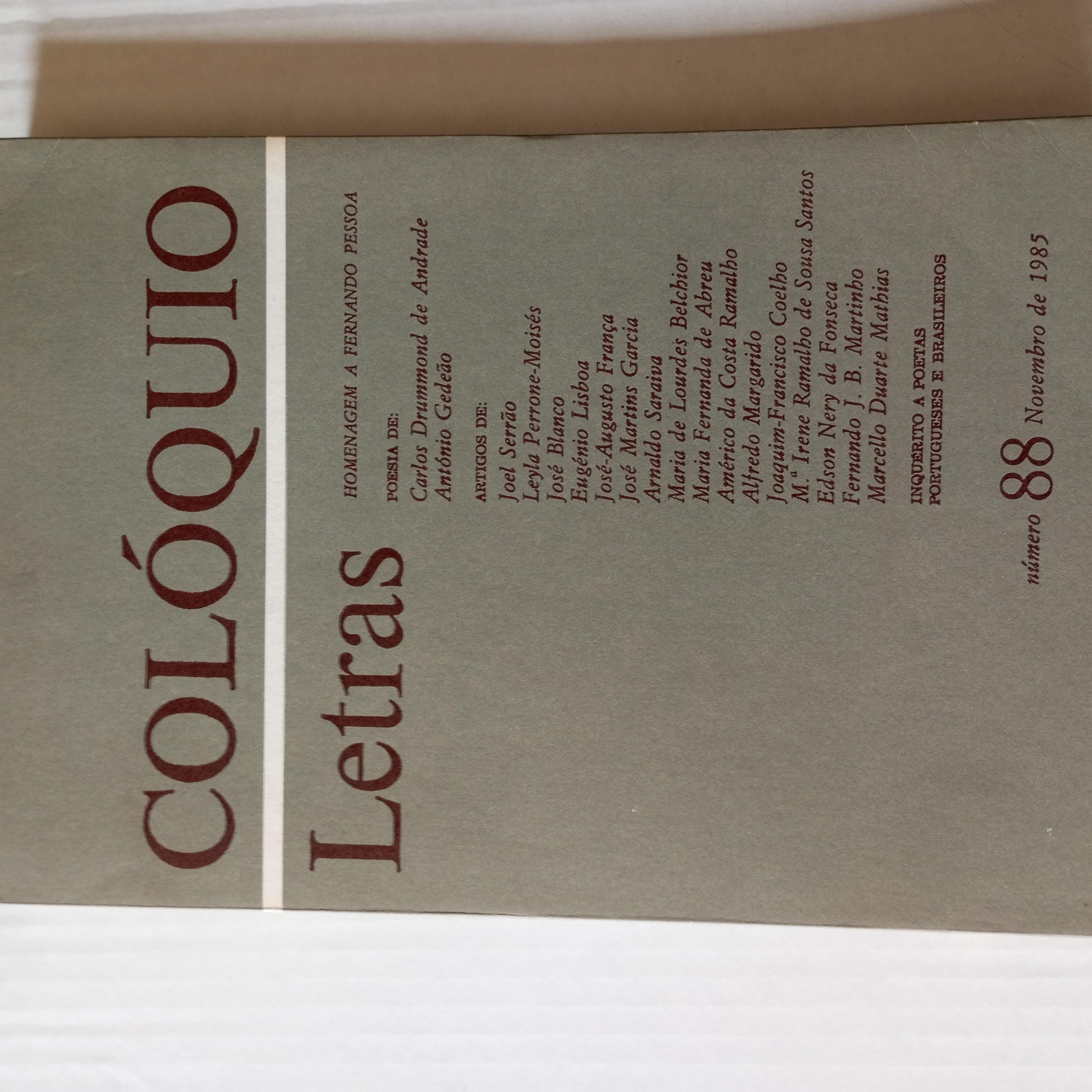 Colóquio Letras - Nº88 (Novembro de 1985)