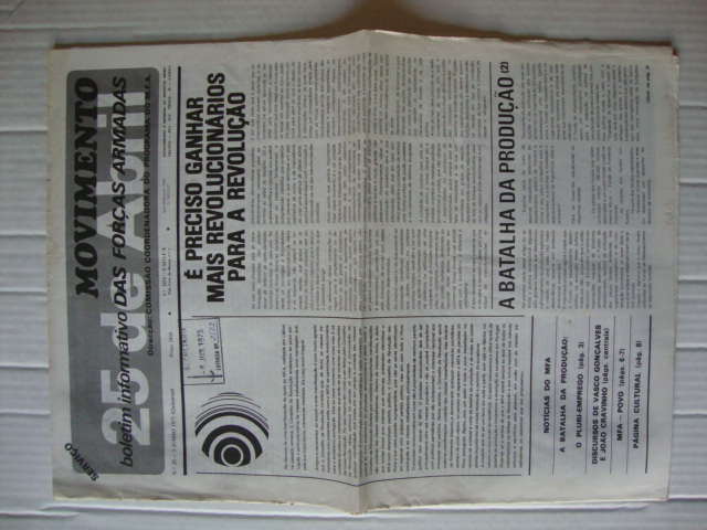 Movimento 25 de Abril- Boletim informativo das Forças Armadas- 3 de Junho de 1975