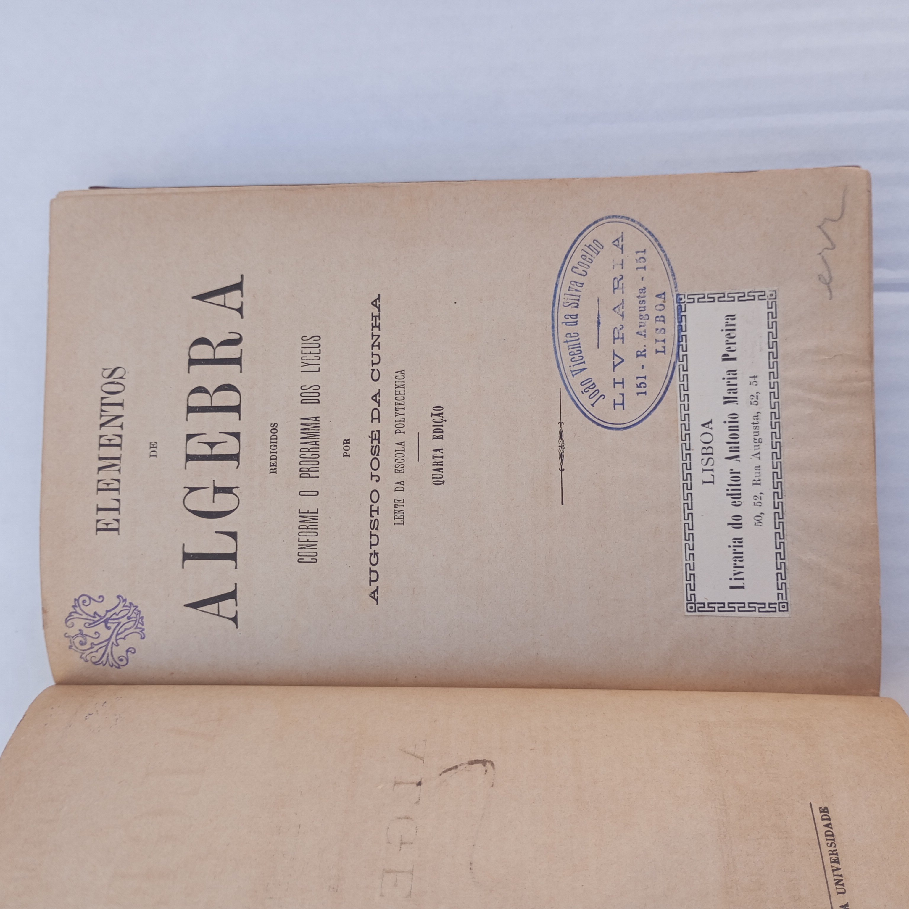 Elementos de Algebra conforme o programma dos Lyceus