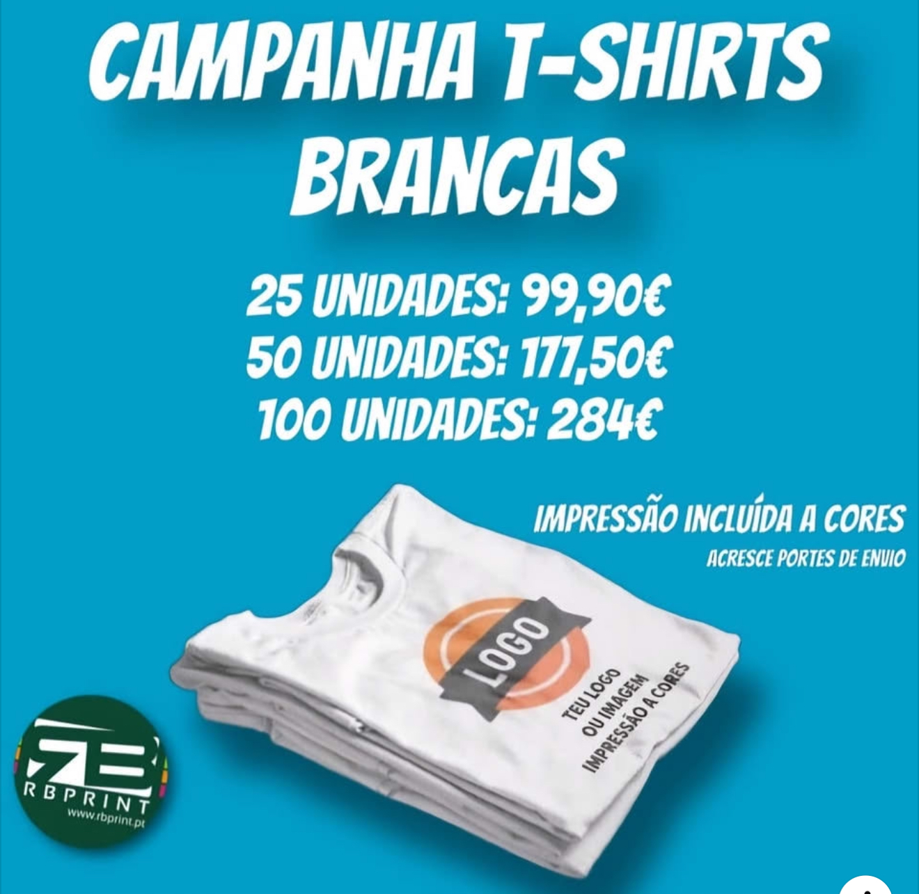 TSHIRTS BRANCAS PACK 25 UNIDADES