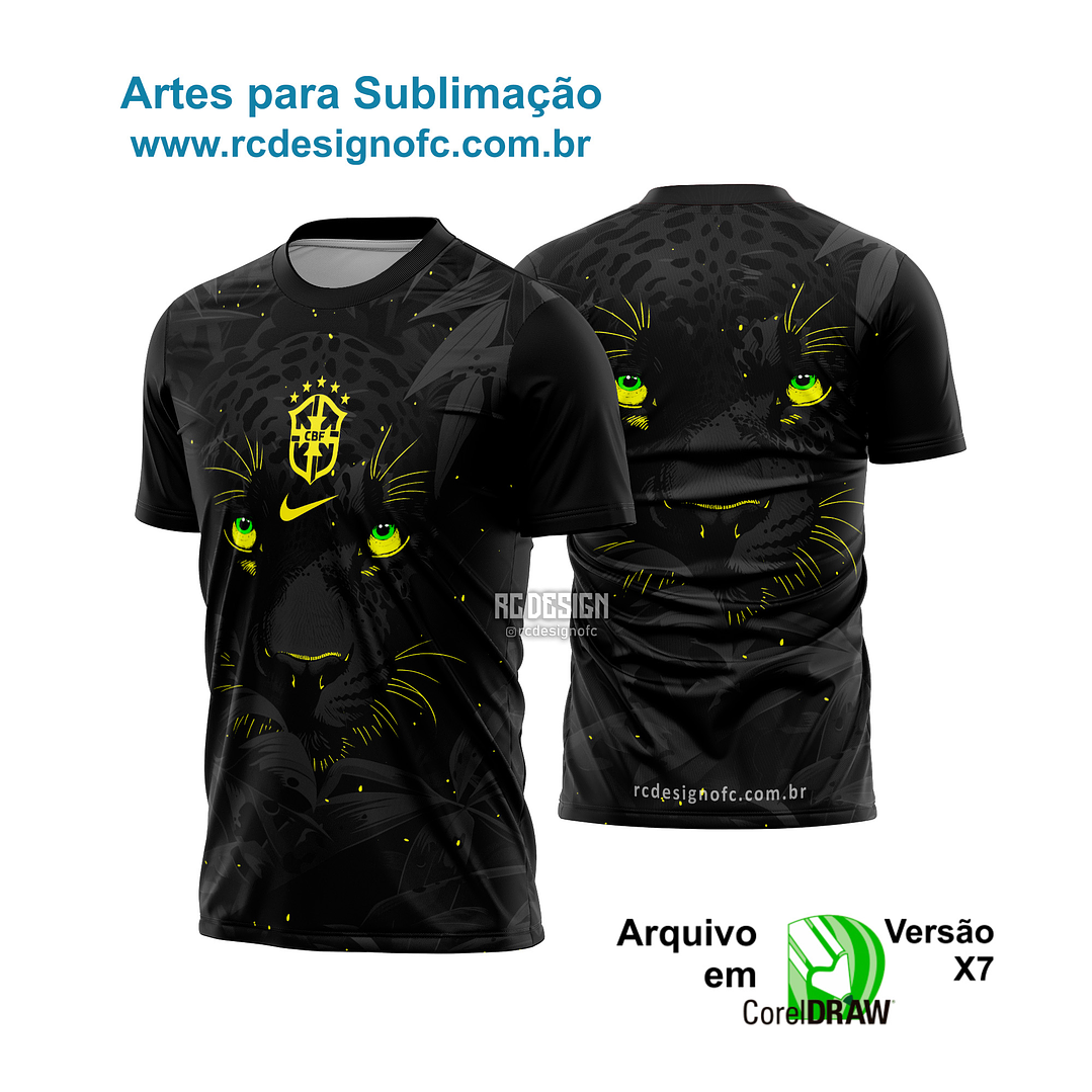 Arte Vetor Camisa Brasil Preta Pantera 1