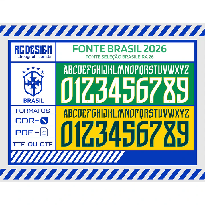 Arte Vetor Camisa Brasil Amarela Copa 2026 + FONTE 2