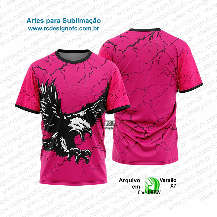 Arte Camisa Fenix Rosa Preto 1