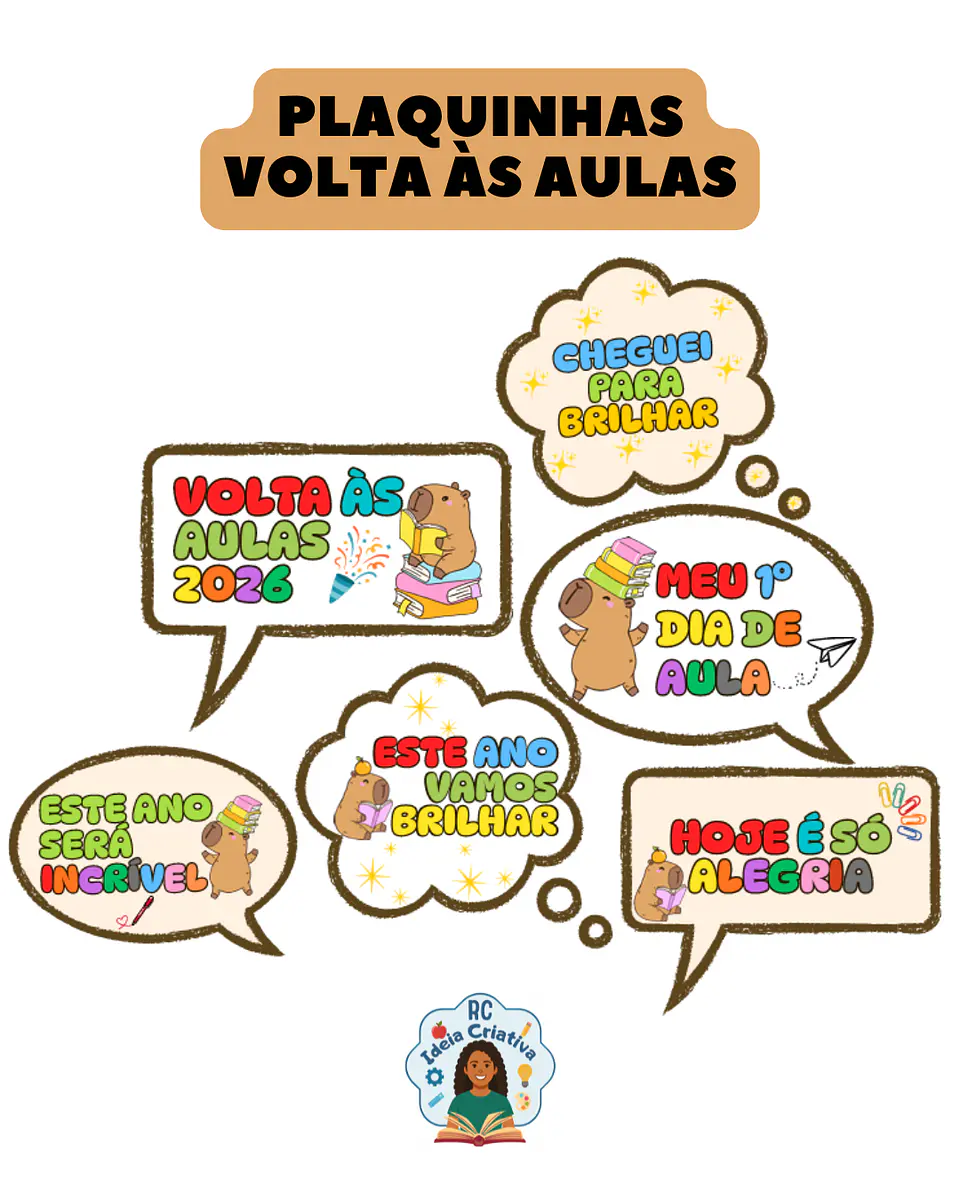 PLAQUINHAS DE VOLTA ÀS AULAS- CAPIVARA 1