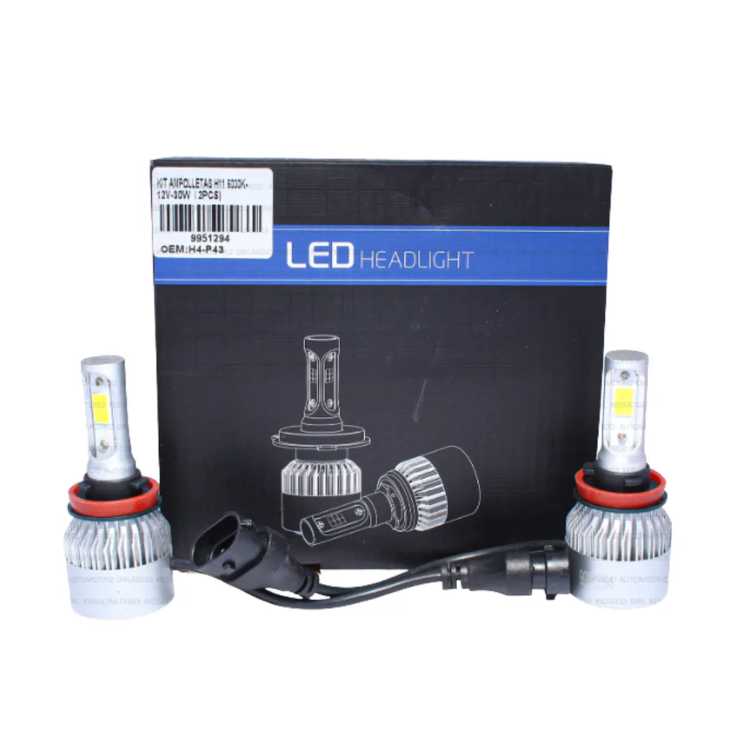 KIT AMPOLLETAS LED H11 6000K 12V 30W 2PCS 4