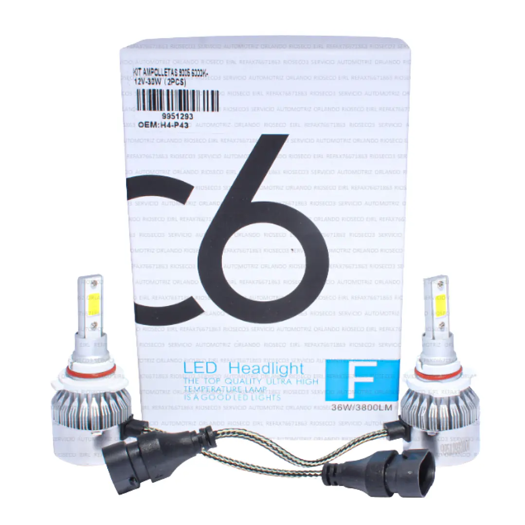 KIT AMPOLLETAS LED 9005 HB3 6000K-12V-30W 2PCS 1